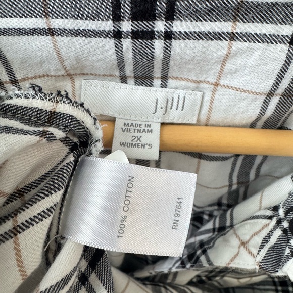 J. Jill Plaid Button Down Shirt Relaxed Fit Long Sleeve Top‎ 2X - Picture 3 of 6